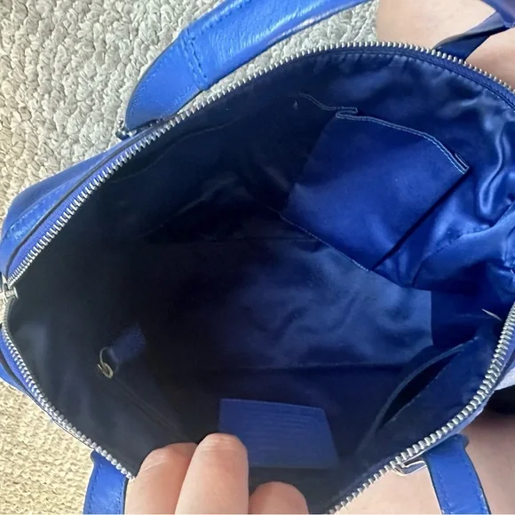 Coach Taylor Leather Satchel - Marine Blue Cobalt Carryall Handbag F25296 - Picture 4 of 6